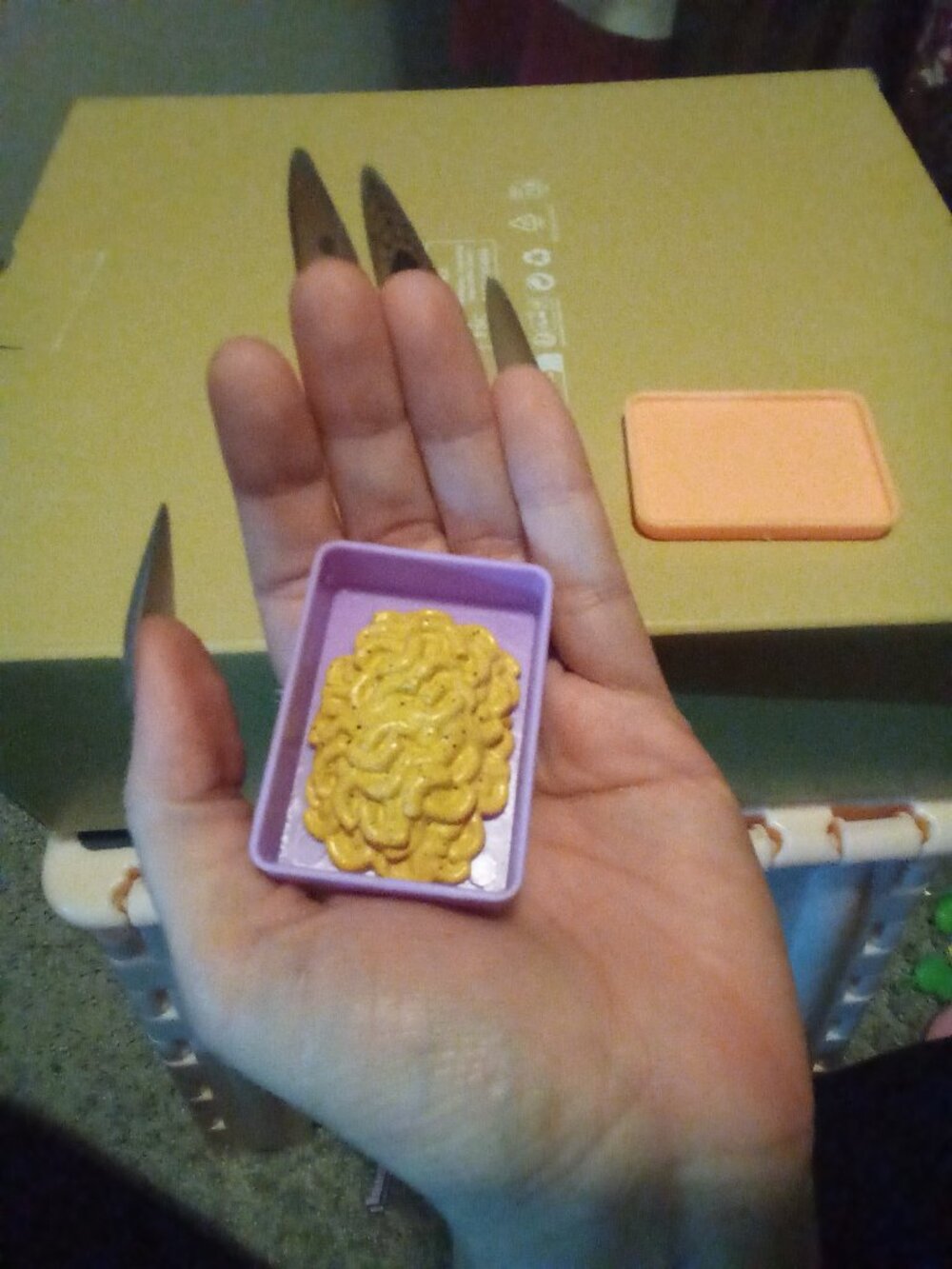 Purple & Peach Mini Decorative Trinket Box w/ Gold Raised Design